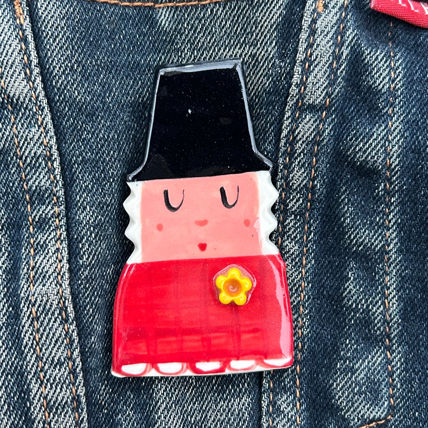 Welsh lady Brooch/pin/button/badge.Ceramic/porcelain.Welsh gift.Handmade in Wales,Uk