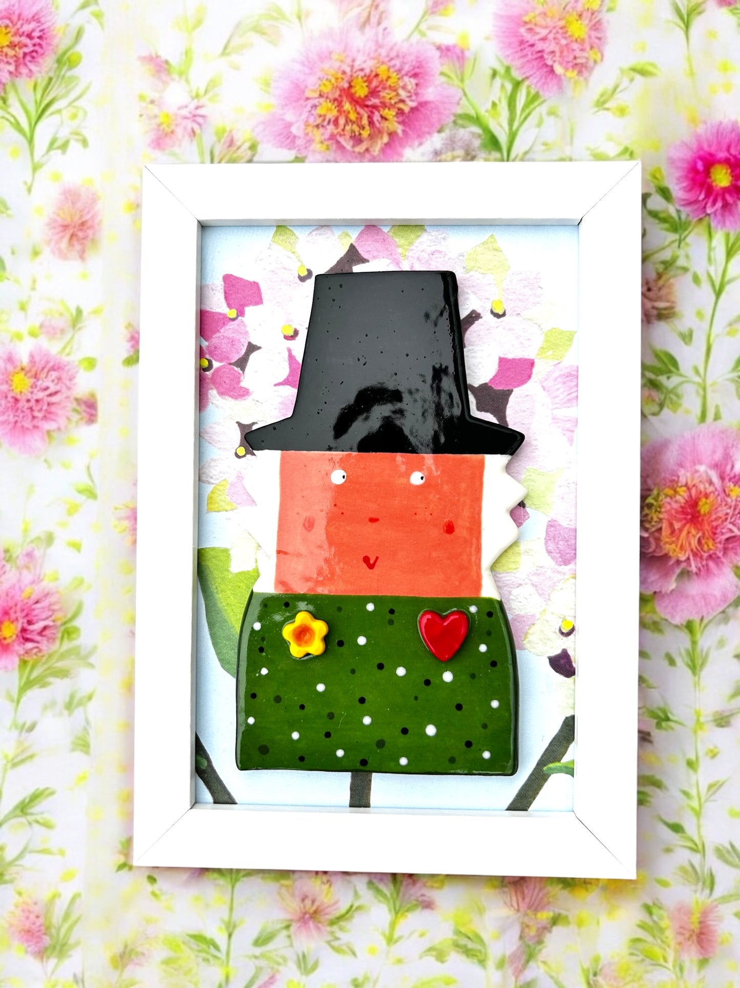 Welsh Lady Wall Art. Bronwen Framed Ceramic Picture. Welsh Gift.Saint David’s Day.Mother’s Day Gift.