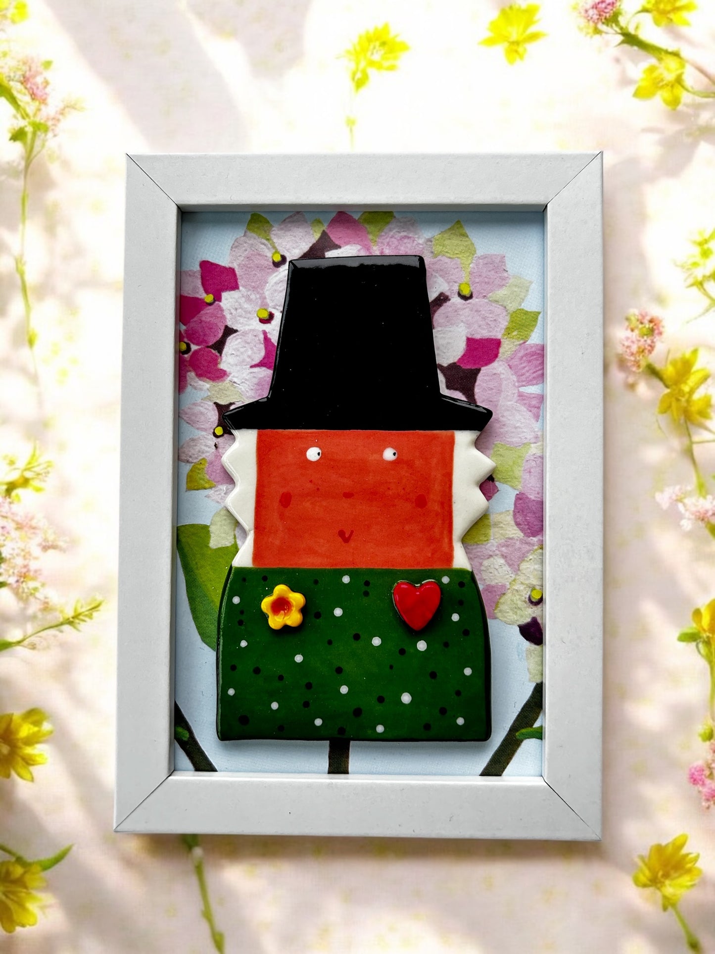 Welsh Lady Wall Art. Bronwen Framed Ceramic Picture. Welsh Gift.Saint David’s Day.Mother’s Day Gift.