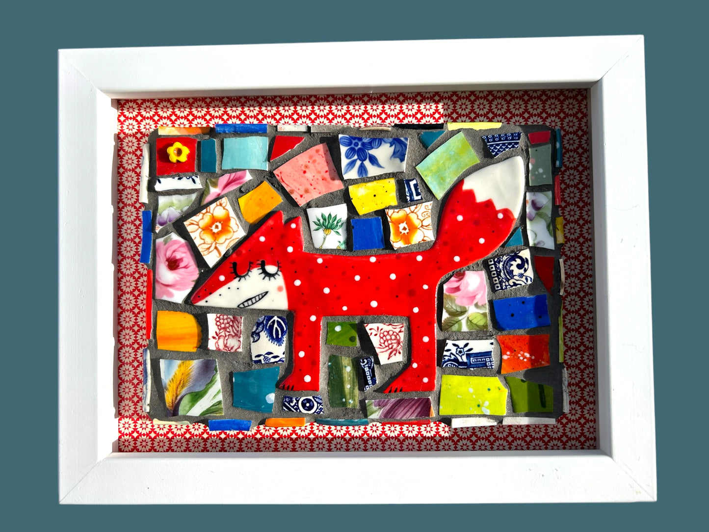 Red Fox Mosaic Picture. Handmade Ceramic Mosaic Wall Art. Mosaic Tile .