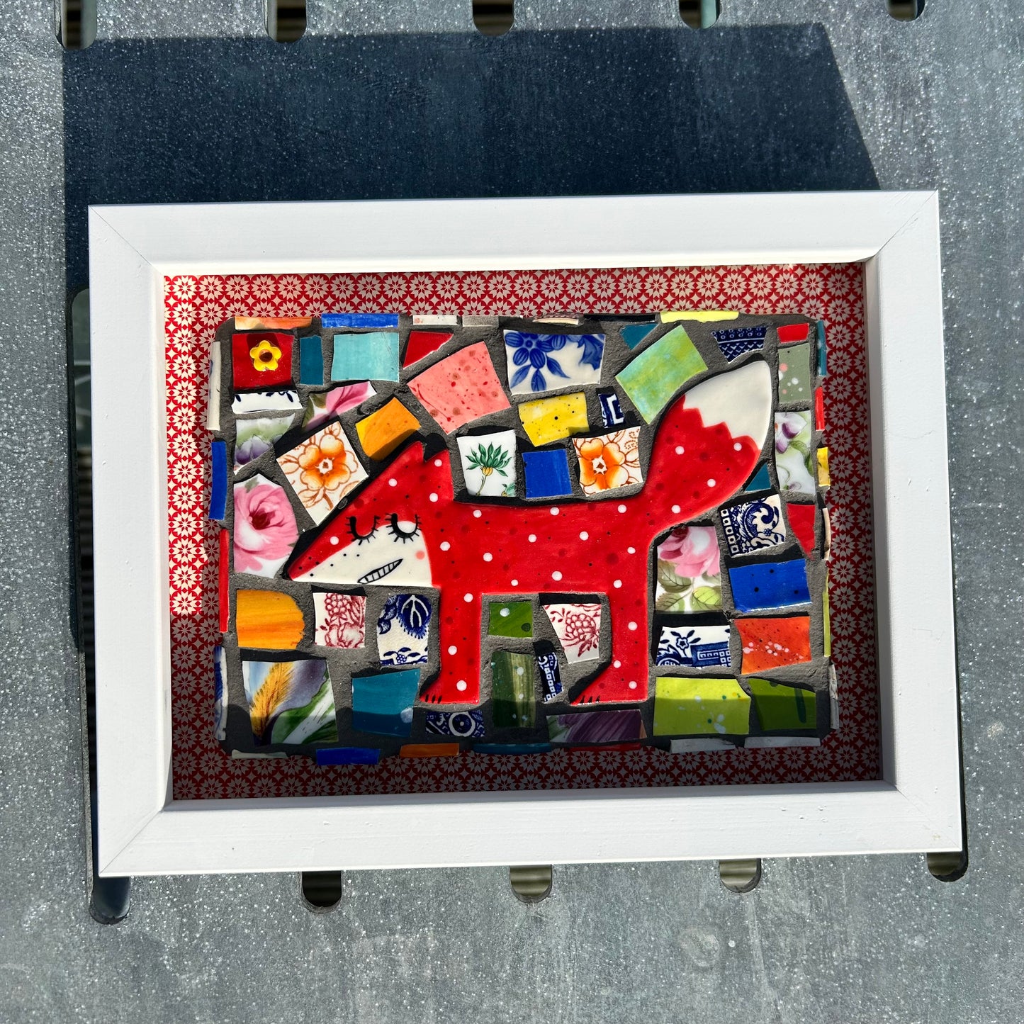 Red Fox Mosaic Picture. Handmade Ceramic Mosaic Wall Art. Mosaic Tile .