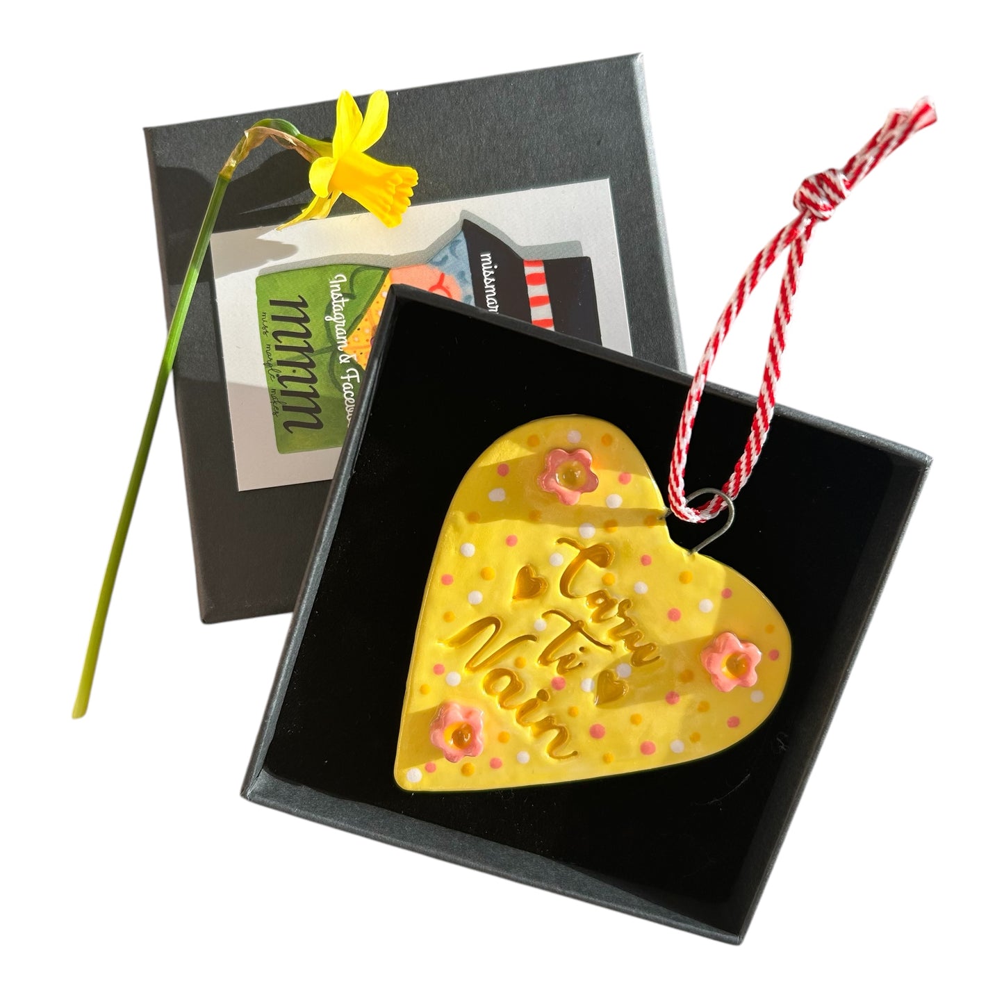 Welsh Love Heart Ceramic Decorations for Mothers Day.Caru Ti Nain Heart Ornament.Love you Grandma Gift.