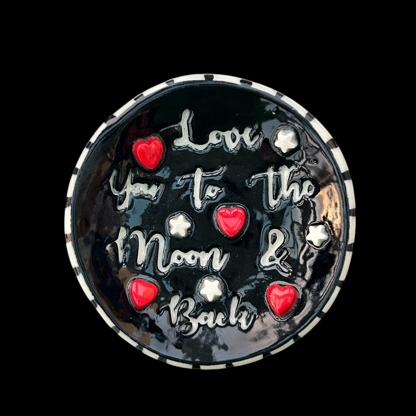 Love You to the Moon and Back Ceramic Dish.Handmade porcelain trinket or ring dish.Sweet gift for a loved one.