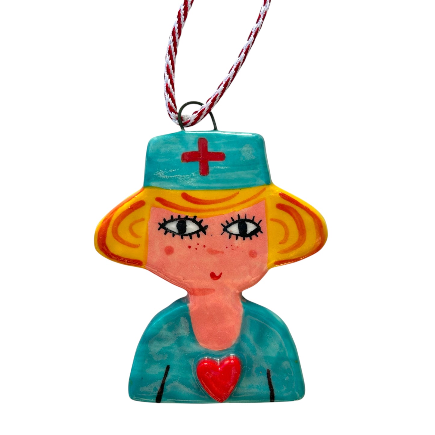 Nurse Decoration Gift .Hanging Ceramic Nurse Decoration/ornament.NHS Decoration.Handmade Porcelain Nurse.THANKYOU gift.Hospital theme.Nurse Nora and Nurse Naomi.