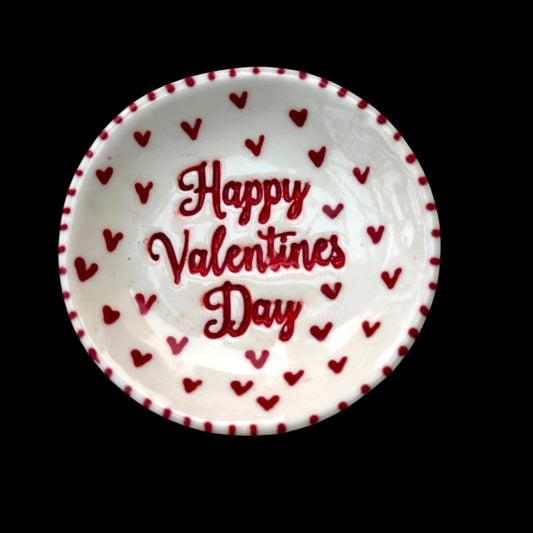 Handmade Ceramic Valentines Gift.Ring/Trinket Dish.Love Hearts.Romantic Gift.