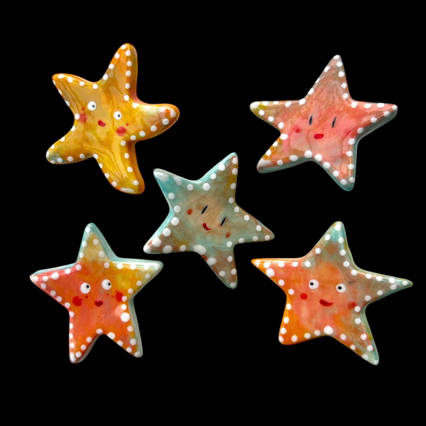 Starfish Ceramic Brooch/pin/button/badge.Ceramic/Porcelain.Seaside jewellery.Handmade in Wales ,Uk