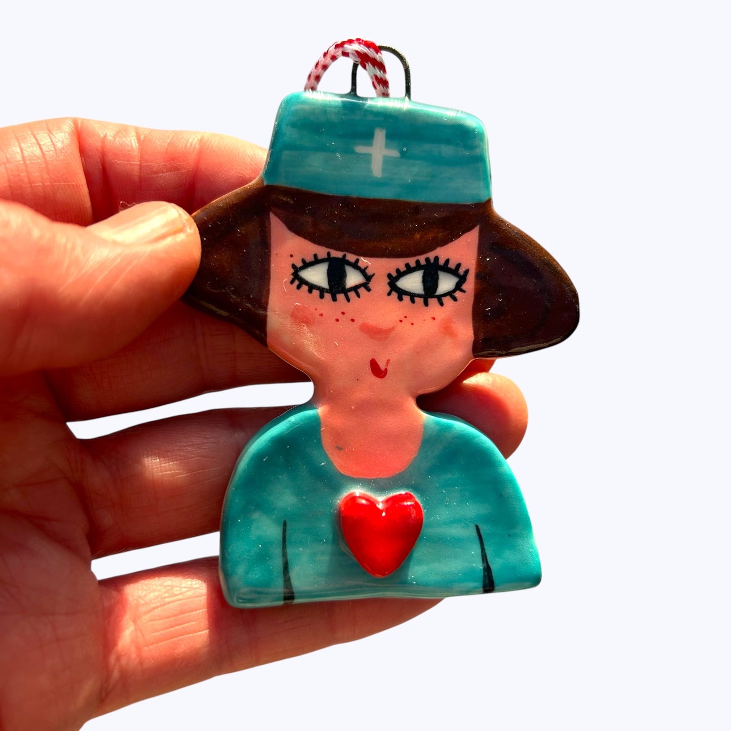 Nurse Decoration Gift .Hanging Ceramic Nurse Decoration/ornament.NHS Decoration.Handmade Porcelain Nurse.THANKYOU gift.Hospital theme.Nurse Nora and Nurse Naomi.