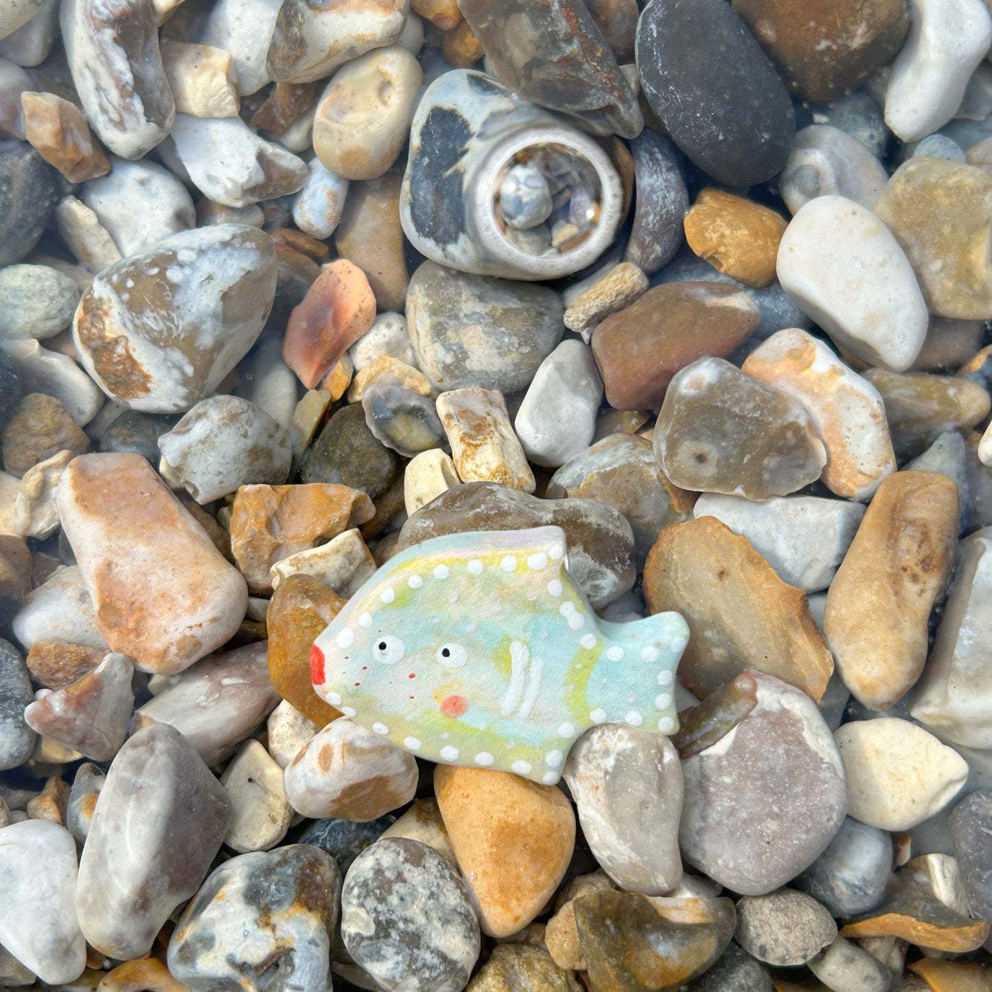 Fish Ceramic Brooch/pin/button/badge.Ceramic/Porcelain.Animal jewellery.Handmade in Wales ,Uk