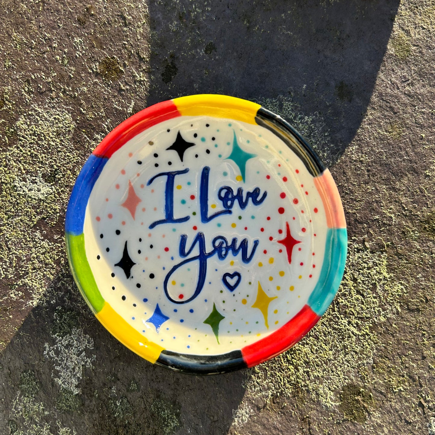 I Love You Handmade Ceramic Ring /Trinket Dish.Gift for a loved One.Romantic Gift.Valentines Gift.Love Message