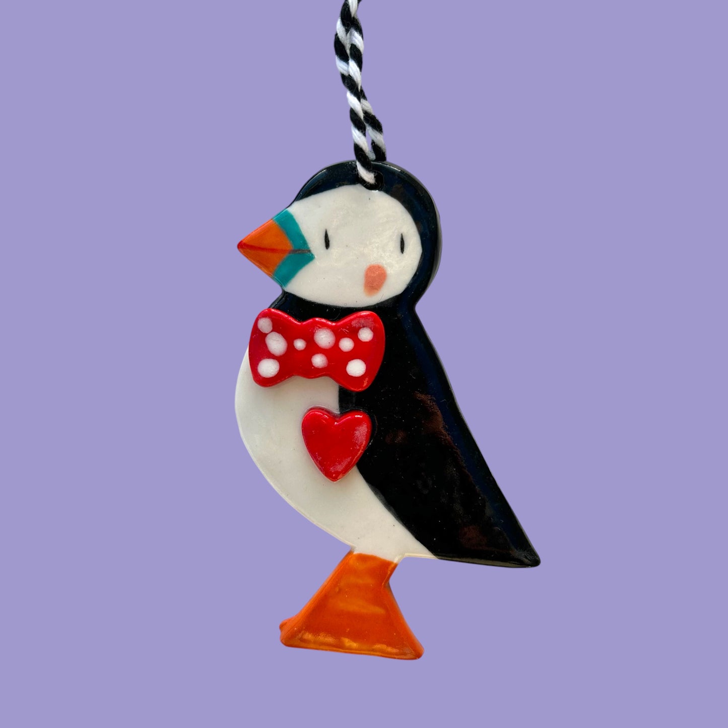 Handmade ceramic Puffin Decoration.