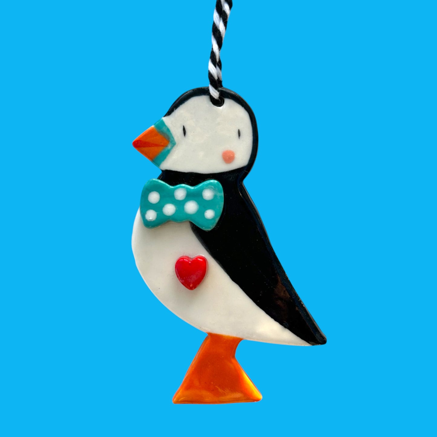 Handmade ceramic Puffin Decoration.