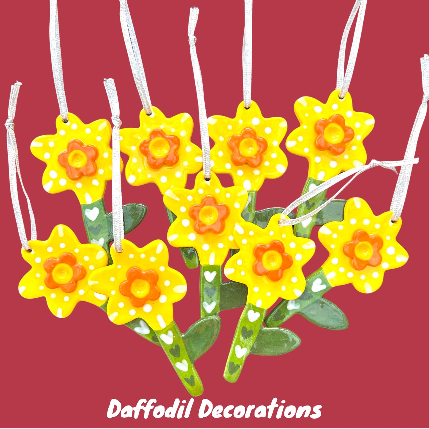 Handmade Daffodil Decoration with love Hearts