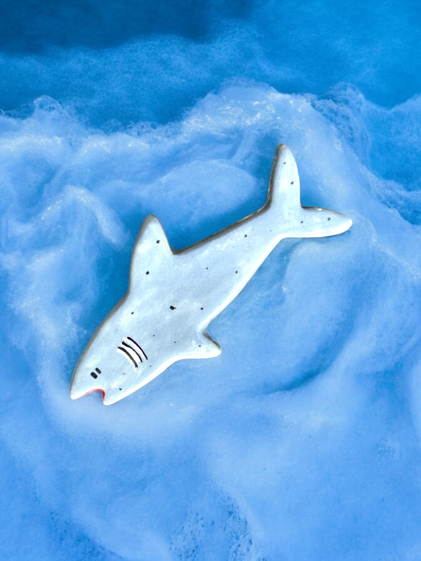 Shark Ceramic Brooch/pin/button/badge.Ceramic/Porcelain.Animal jewellery.Handmade in Wales ,Uk