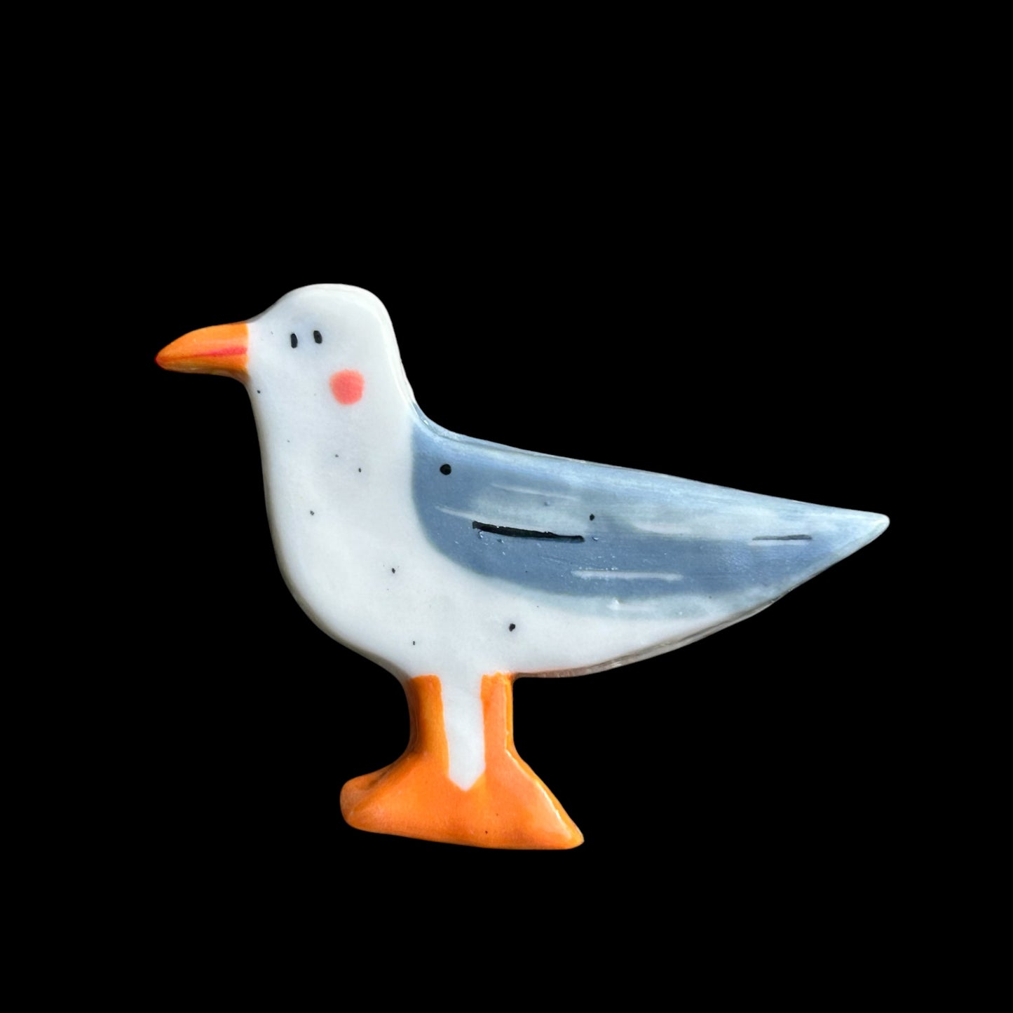 Seagull Ceramic Brooch/pin/button/badge.Ceramic/Porcelain.Animal jewellery.Handmade in Wales ,Uk