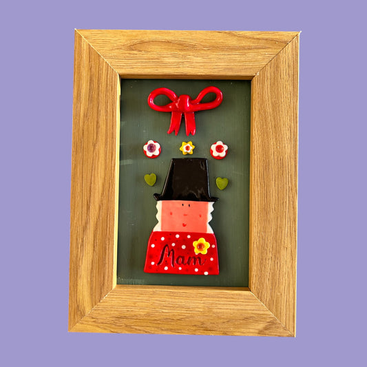 Welsh Lady Mam Wall Art. Framed Ceramic Picture. Welsh Gift. Mother’s Day Gift.