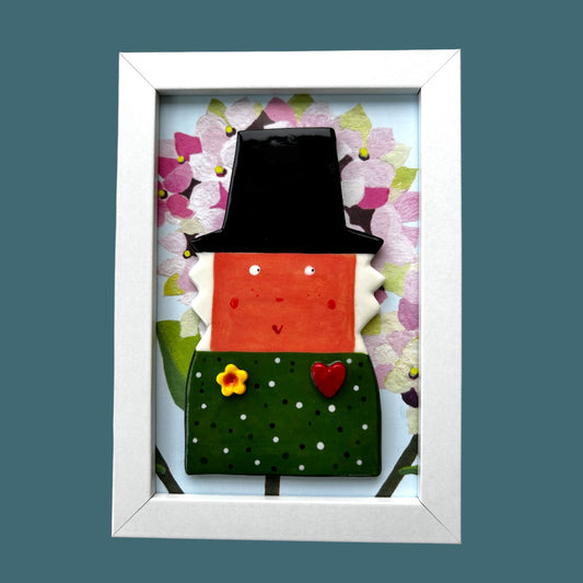 Welsh Lady Wall Art. Bronwen Framed Ceramic Picture. Welsh Gift.Saint David’s Day.Mother’s Day Gift.